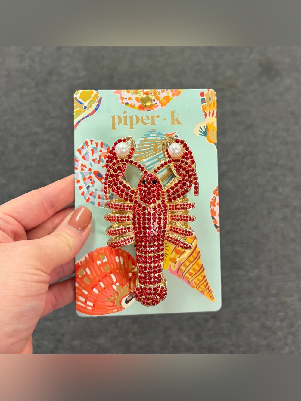 Piper K Red Crystal Lobster Hair Clip (Large)